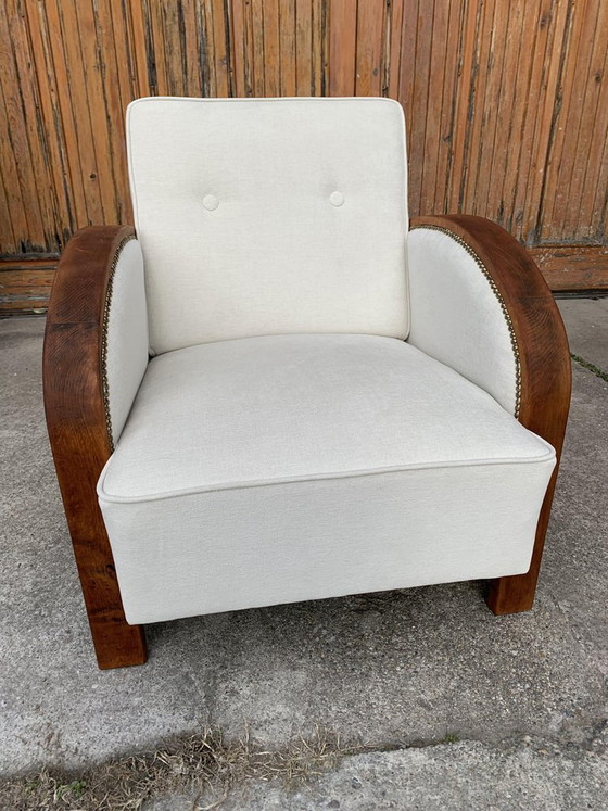 Art Deco Beige Lounge Chair, 1920s – Armchairs, Wood (photo 5 of 8)