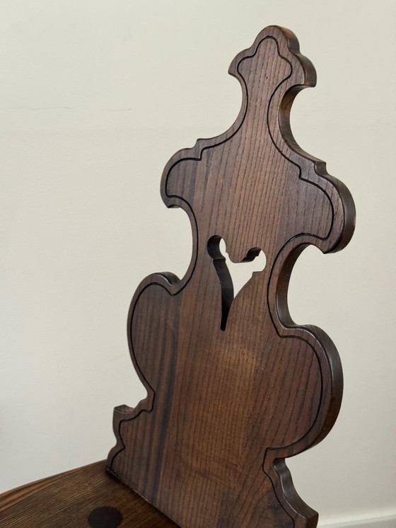 Image 1 of Set Of 4 Vintage Brutalist Tyrolean Chairs (1950s–60s, Solid Oak)