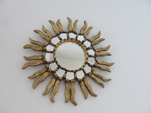 Gilded Wood Sun Mirror With Inlays, Year 40