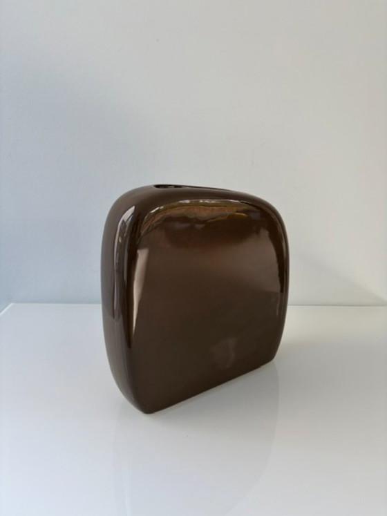 Keramikvase schokoladenbraun, Japandi Soft Design, Vasen, Modern (Foto 10 von 11)