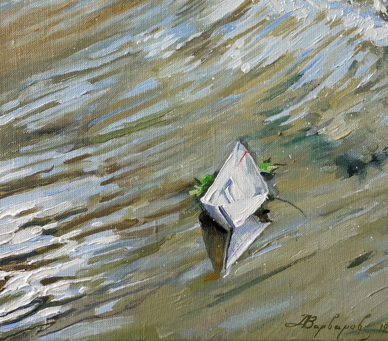 Original Oil Painting Modern Art Symbolism Wave Gravity – Paintings & Drawings, Canvas (photo 5 of 5)