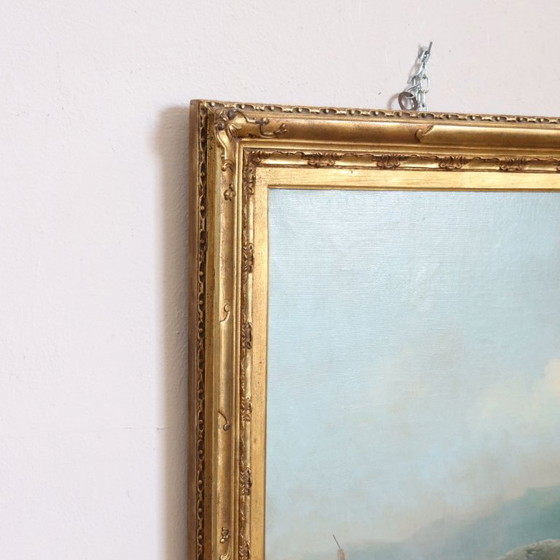 Image 1 of Large Oil Painting on Canvas, Herd of Cattle, Signed Watson W. 19th Century