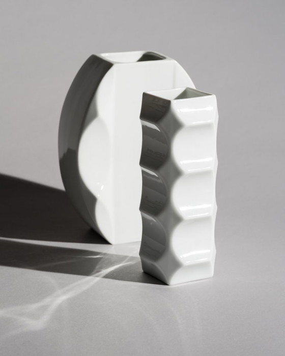 Image 1 of Heinrich Fuchs “ARCHAIS” Porcelain Vase Duo for Hutschenreuther, Germany 60s-70s