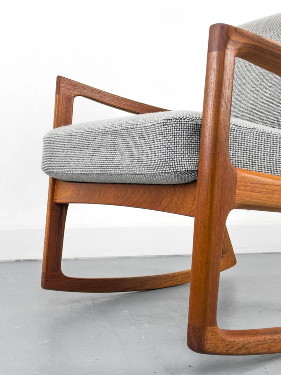 Senator Rocking Chair in Teak by Ole Wanscher for Cado, 1974, Wool, Mid Century Modern (photo 30 of 31)