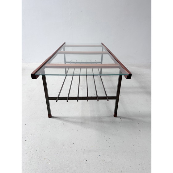 60’ Salontafel In Staal, Hout & Glas – Metal (photo 10 of 15)