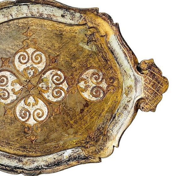 Image 1 of Vassoio fiorentino vintage oro verde menta anni '70