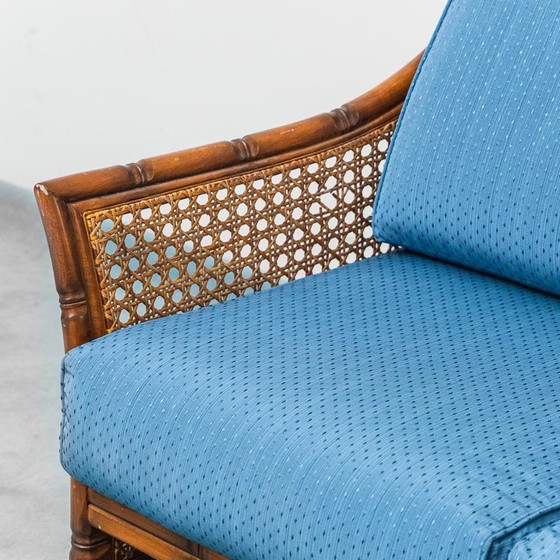 Image 1 of DIVANO D'EPOCA A 2 POSTI IN BAMBOO E CINGHIALE DI VIENNA, 1960, MODERNO ANTICO