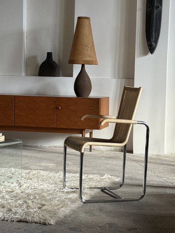 Image 1 of 2 sedie a sbalzo TECTA D20, sedia a dondolo, rattan cromato, anni '80