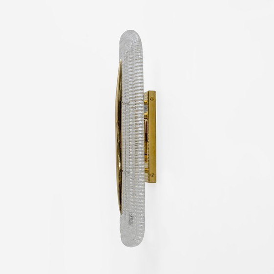 Image 1 of Par de apliques modernos de cristal de Murano transparente y latón, Italia