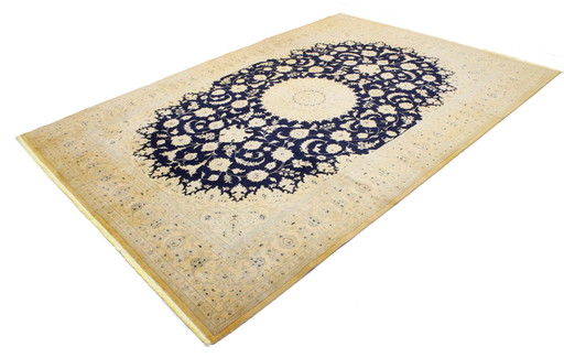 Tapis persan noué à la main original Naïn 9 La fine avec soie 317 X 208 cm Top condition