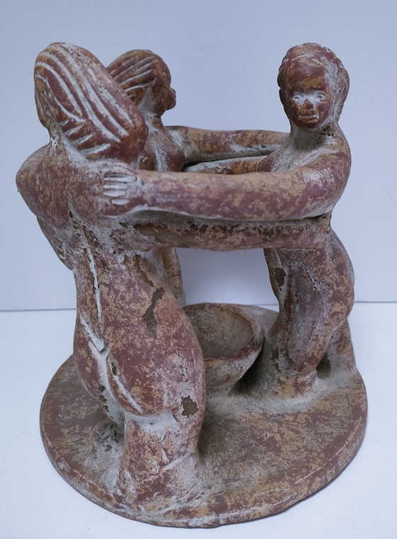 Image 1 of portacandele centrale in ceramica terracotta