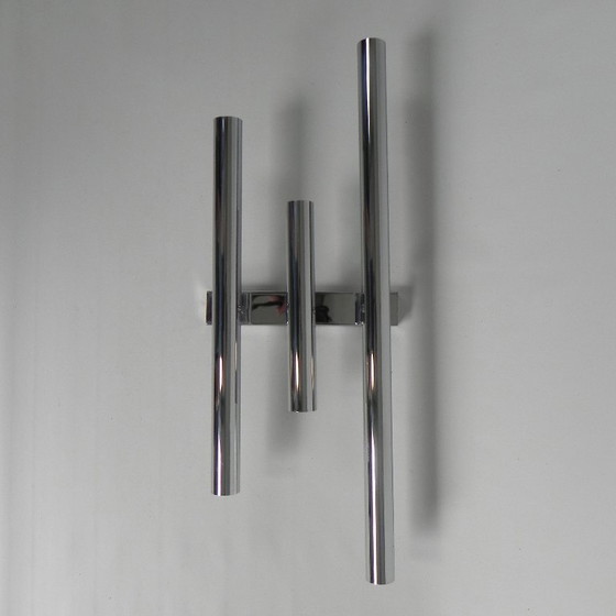 Image 1 of TeDe light wall lamp with 3 chrome cylinders, 1970s