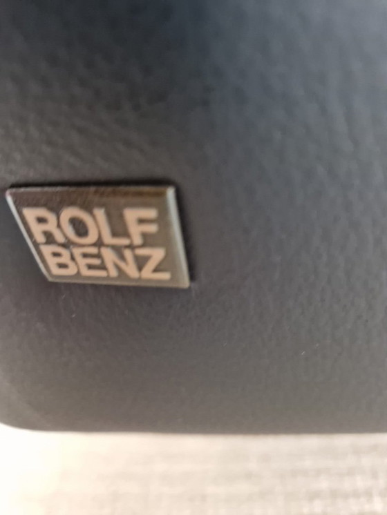 Image 1 of Rolf Benz designer sofa – black leather, minimalist & stylish