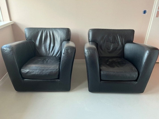 Image 1 of Set van 3 Gerard van den Berg “Label Barzoi” fauteuils in zwart Bald Sprang leer