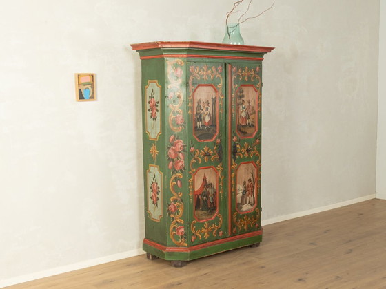 Armadio antico dipinto a mano in stile arte popolare – Metal, Paper (photo 5 of 10)