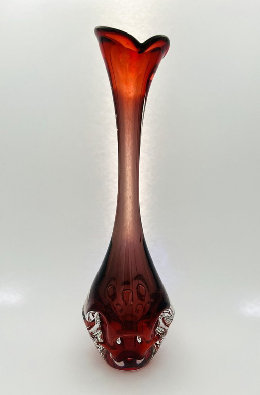 Retro sueco- Börne augustsson- Jarrón con huella digital - alto- rojo