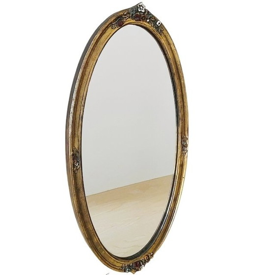 Image 1 of Vintage Franse barok barbola spiegel bloemen goud 1950's