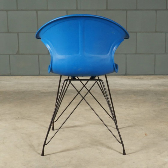 Vintage Blue Bucket Chairs – In the Style of Vitra Eames – Dining chairs, Metal, Plastic (photo 5 of 12)