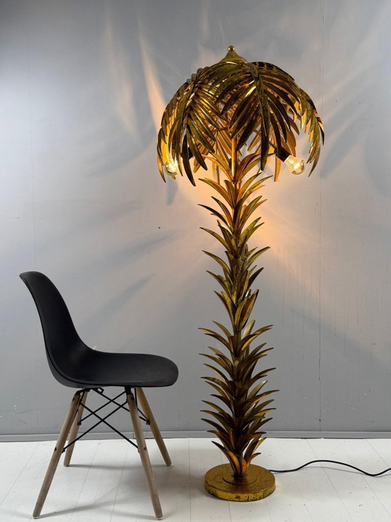 Image 1 of Gran lámpara de pie/palmera estilo Hollywood Regency, al estilo de Maison Jansen, Francia, década de 1970