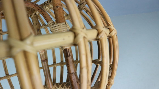 Image 1 of Pouf, jardinière, tabouret ou table d'appoint en rotin vintage des années 1960 par Dirk van Sliedrecht