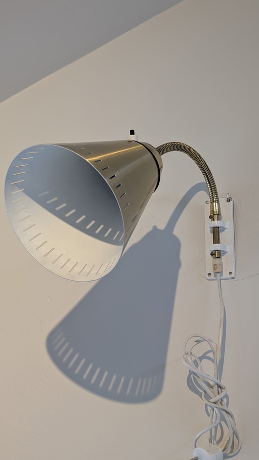Flexible brass bedside wall lamp - AJH Sweden 1950's