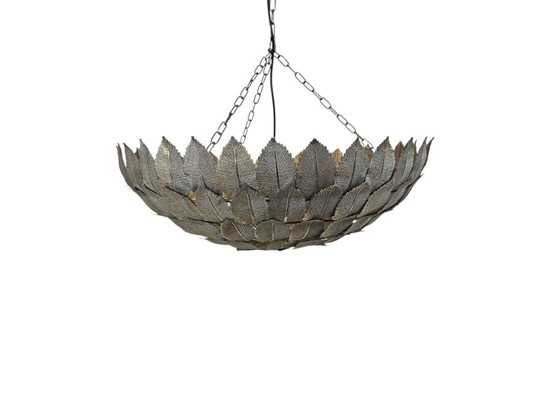Hollywood Regency - patinierte Bronze - 'Blatt' Pendelleuchte - 2000, Pendelleuchten, Metall, Braun (Foto 4 von 5)