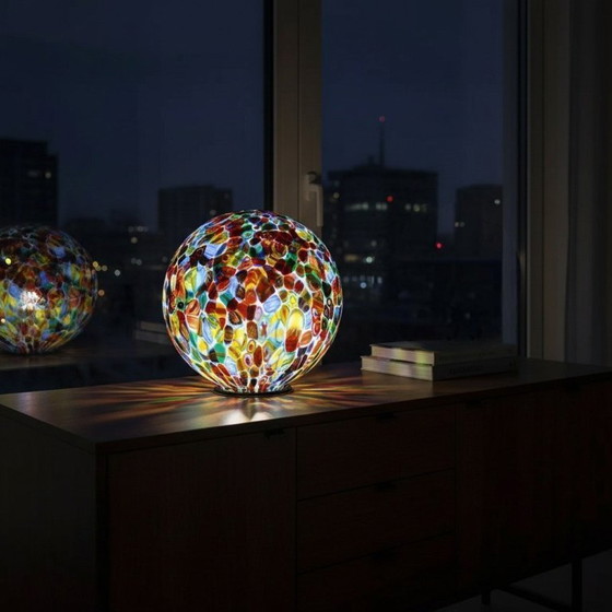 Image 1 of Hand-blown Murano Millefiori glass sphere table lamp