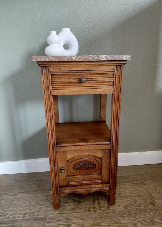 Image 1 of Art Deco bedside table with marble top