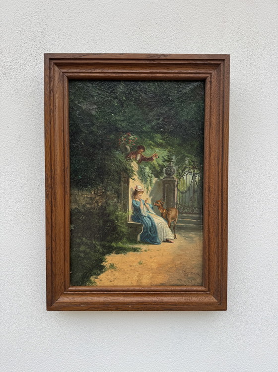 Quadro Scena Galante XIX Secolo Pol Noël – Dipinti e disegni, Tela, Legno (photo 2 of 13)