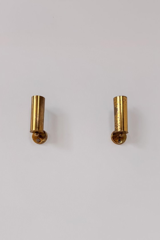 Pair of vintage patinated brass Wall lights, Italy, 1970, Metal, Gold (photo 2 of 5)