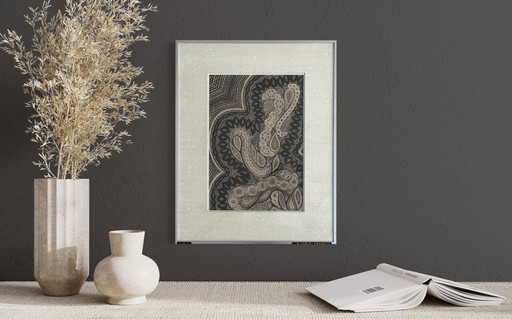Nicole Vaysse circa 1970 - Art Brut - Indian ink - framed