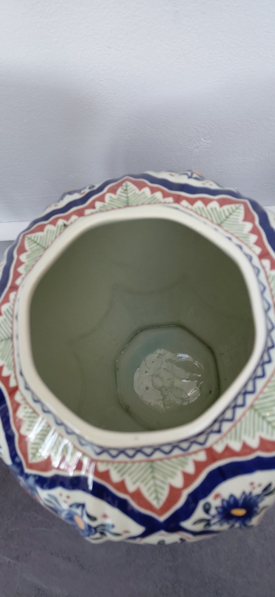 Image 1 of Beautiful 3-piece Antique Cabinet Set – Boch Belgium – Hand-painted