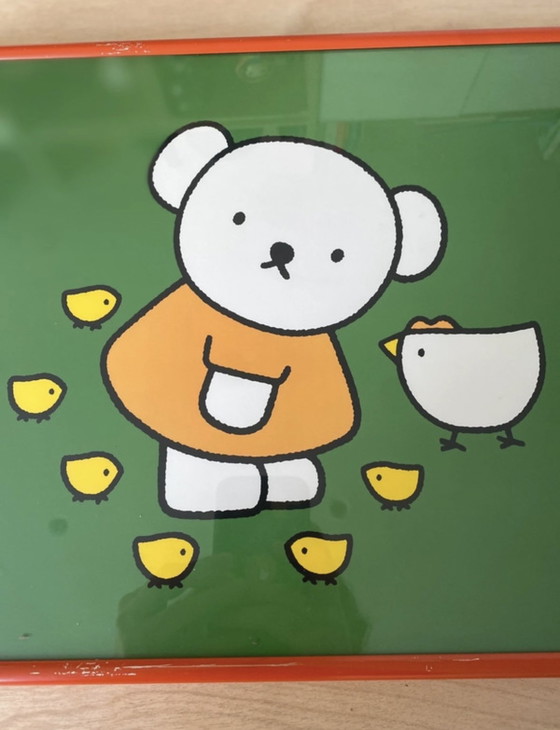 Image 1 of Dos marcos naranjas con impresión offset, dibujos de Miffy de 1996