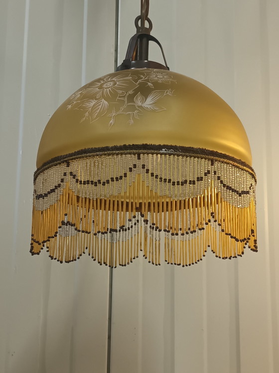 Koppel Vintage Hanglamp Met Kralen – Hanglampen, Copper, Glass (photo 2 of 15)