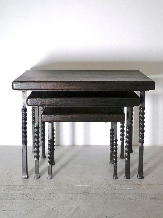 Image 1 of Brutalist wrought iron nesting tables
