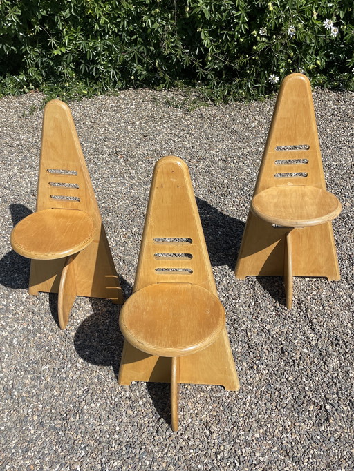 3x Lundia lundi Sitz von Gijs Boelaars. 80er Jahre Lundia Stühle