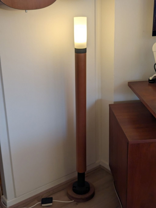 Hölzerne Vintage Mid-Century Lampe Massive besondere Form