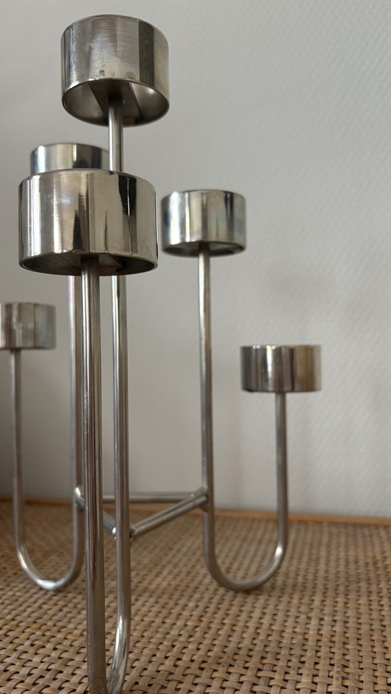 Image 1 of Tommy Larsen Design of Denmark Chandelier en acier inoxydable chromé Design danois