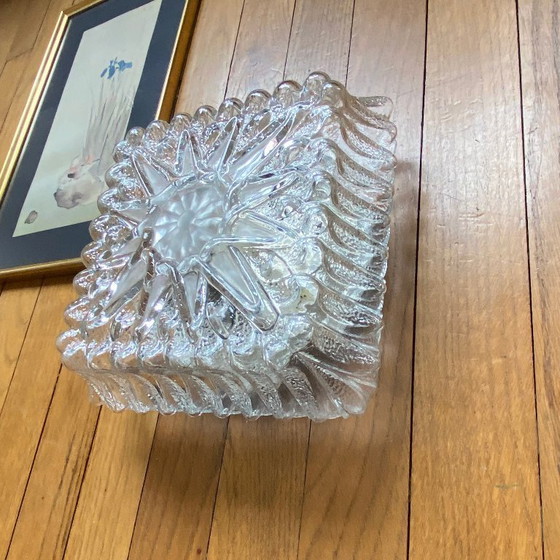 Image 1 of Vintage wall sconce in antique glass, square ceiling light, 23 cm