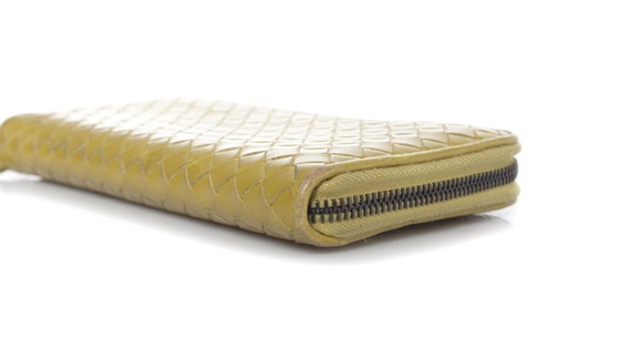 Image 1 of Bottega Veneta, Lime green intrecciato nappa zip wallet