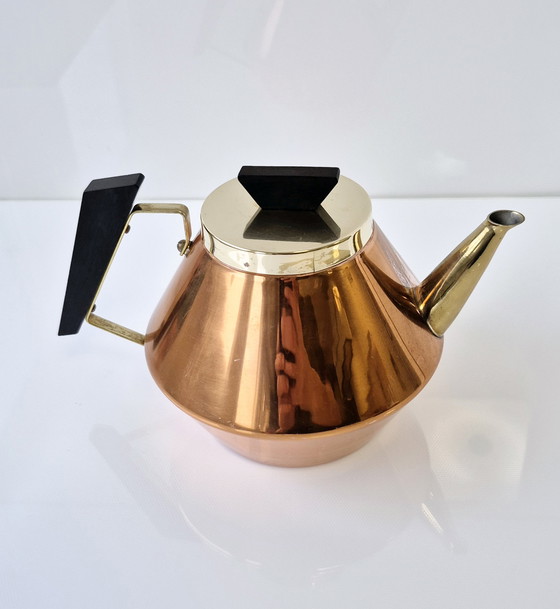 Image 1 of JODA Denmark Copper Teapot with Teak, 1960s Mid Century