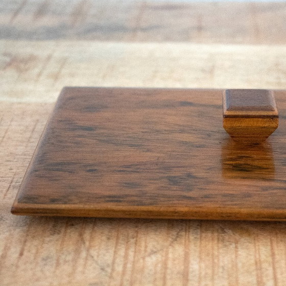 Image 1 of Vintage rectangular wooden box, mid-century modern style, with square knob and legs