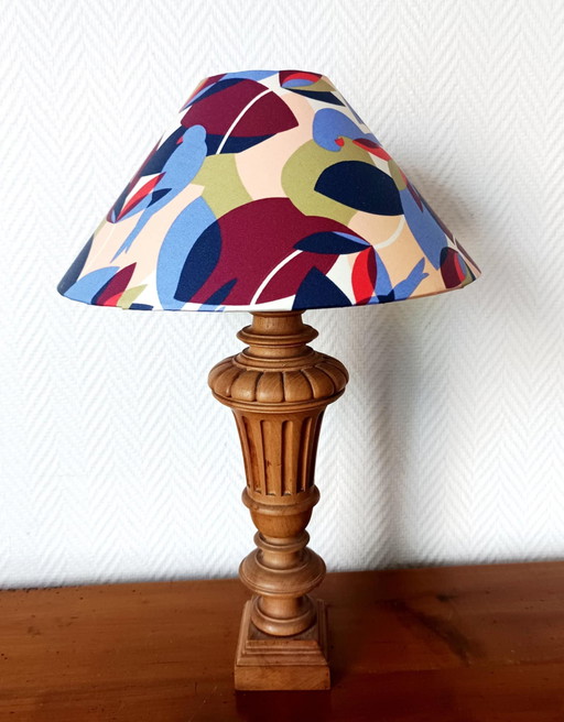 Pair of Medici turned wood lampshades made to measure