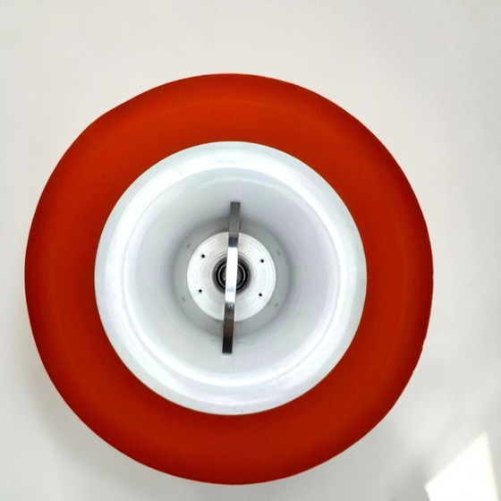 Scandinavian Modern Danish Brushed Aluminium Silver And Red Rise And Fall 4-Light Hanging Lamp, 1970s (photo 10 of 17)
