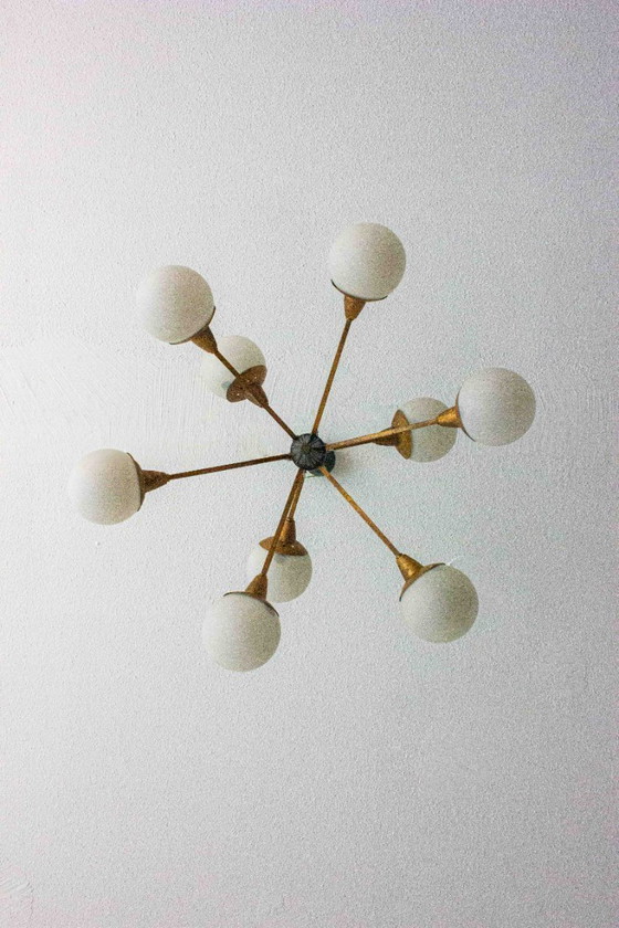 Image 1 of Lampadario italiano a globo opalino