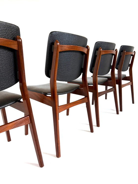 Set of 4 vintage Danish Dining chairs, 1970s – Metal, Wood (photo 4 of 10)