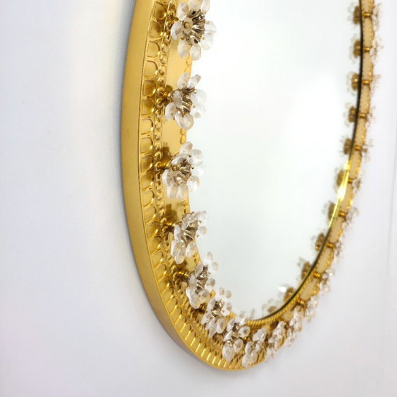 Image 1 of Palwa mirror 1960s, gilded with crystal flowers