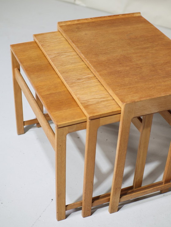 Image 1 of Nesting tables oak side tables Danish vintage