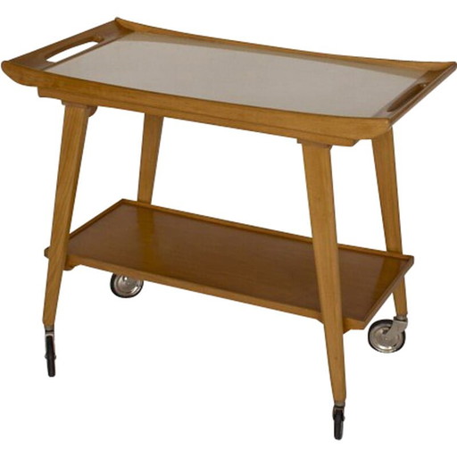 Mesa de servicio vintage de haya para Opal Möbel, Alemania, década de 1960