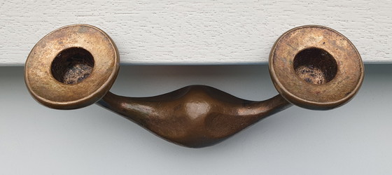 Image 1 of Vintage Bronzen Harjes Kandelaar Brutalist